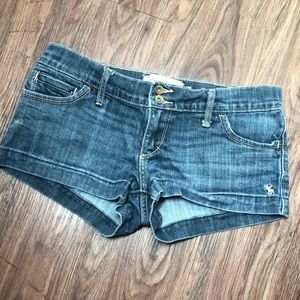 Abercrombie & Fitch Super Shortie Lo-Rise Blue Denim Jean Shorts 5 Pocket Size 0